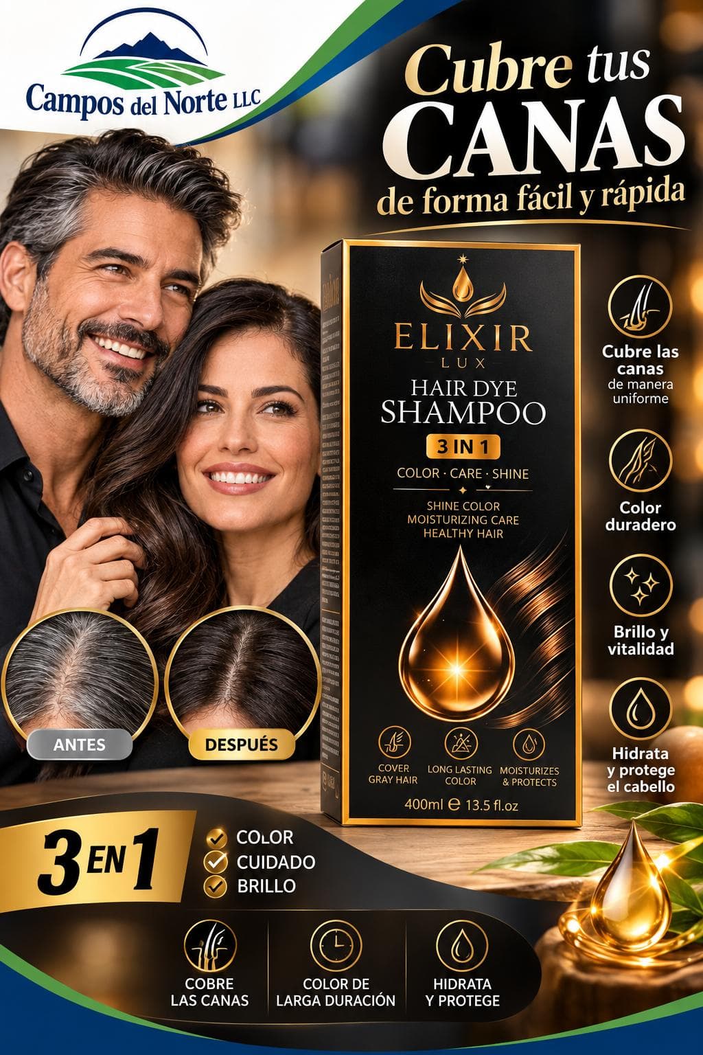 Shampoo-can cover gray hairs.
